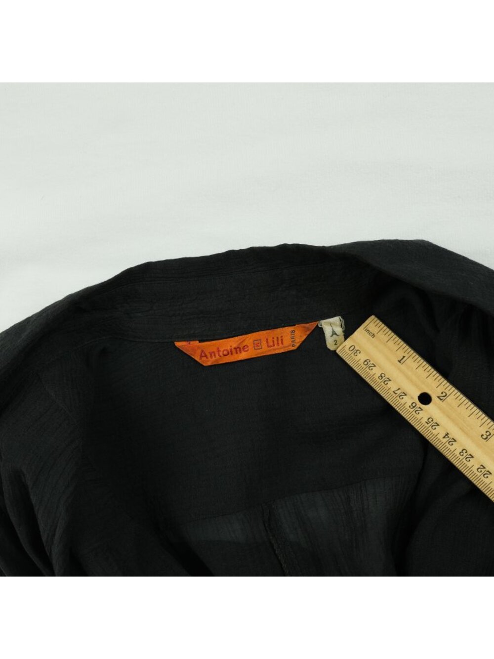 Antoine Lili Paris Shift Dress Black Size 2 Minimalist Workwear Button-Up - Picture 6 of 6